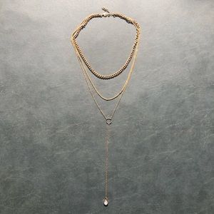 Triple Layer Lariat Necklace